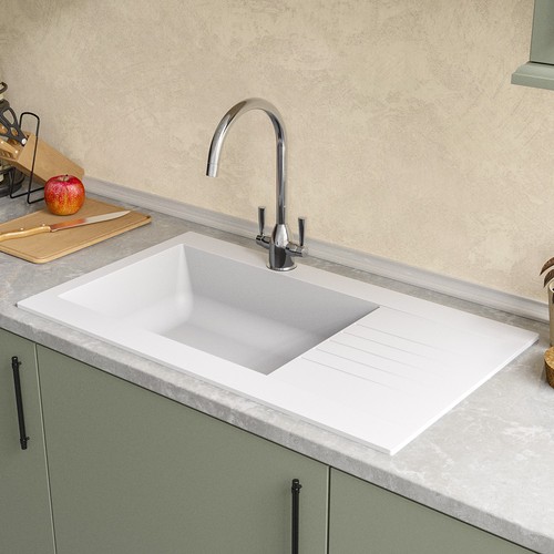 Single bowl inset white - single,